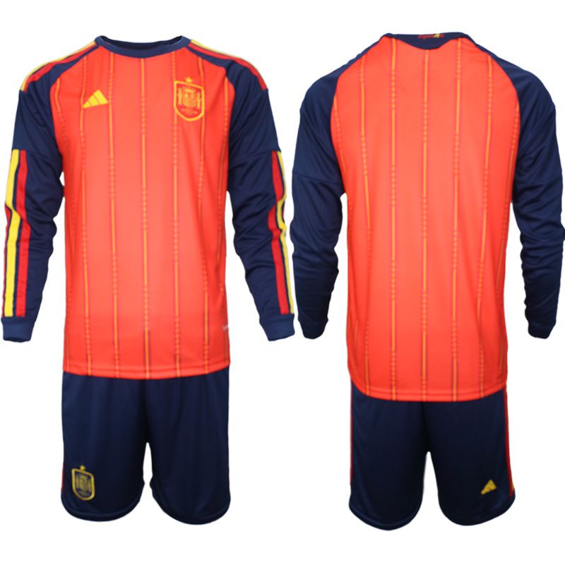Men 2026 World Cup National Team Spain home red blank long sleeve Soccer Jersey->spain jersey->Soccer Country Jersey